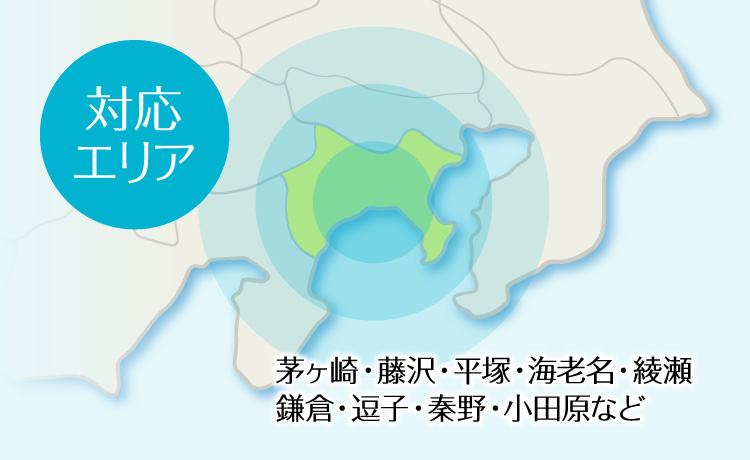 対応エリア 茅ヶ崎・藤沢・平塚・海老名・綾瀬 鎌倉・逗子・秦野・小田原など